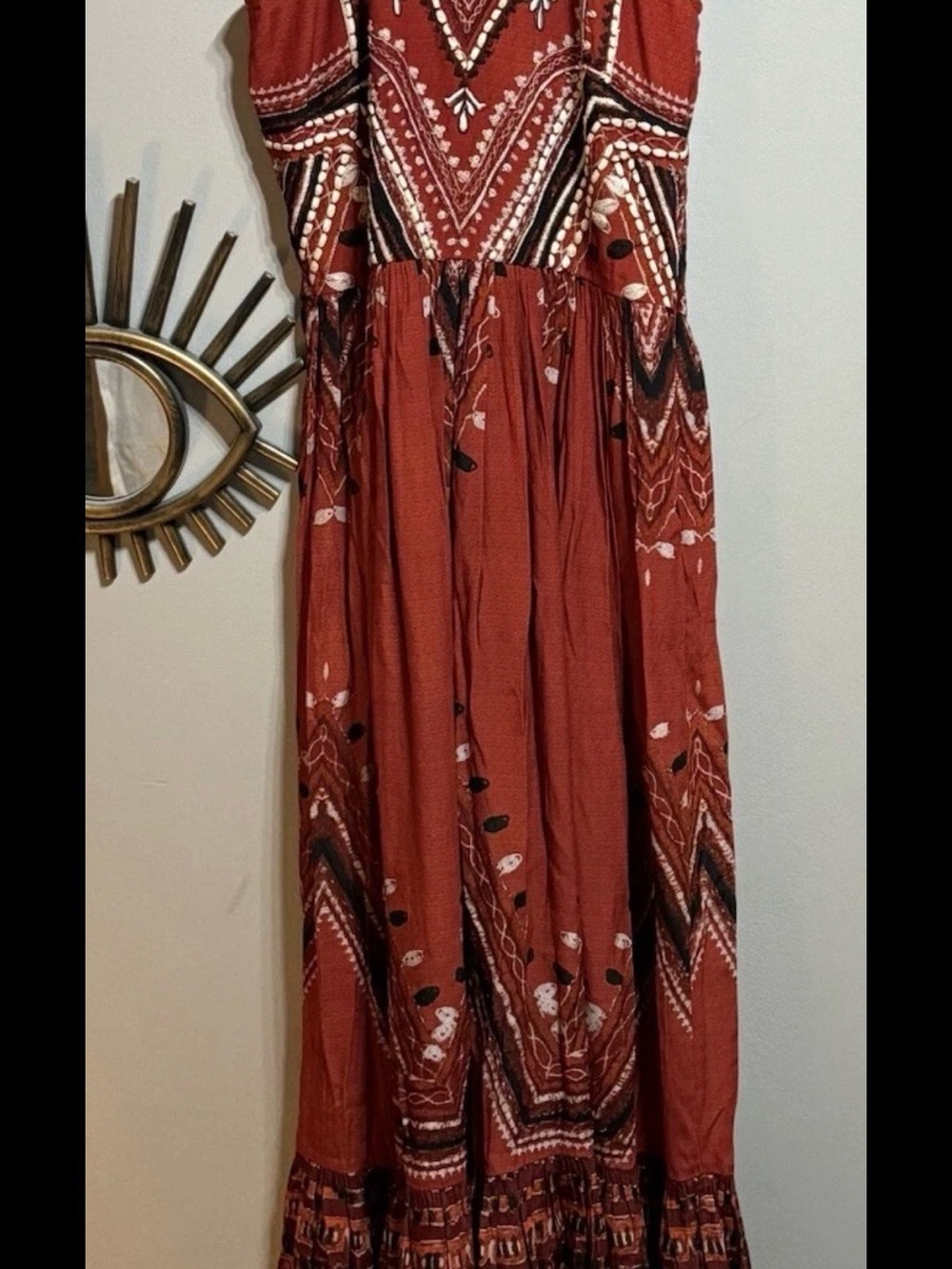 Ritu Kumar Boho Gypsy Beads Halter Maxi Dress Rust coral red - Picture 5 of 5